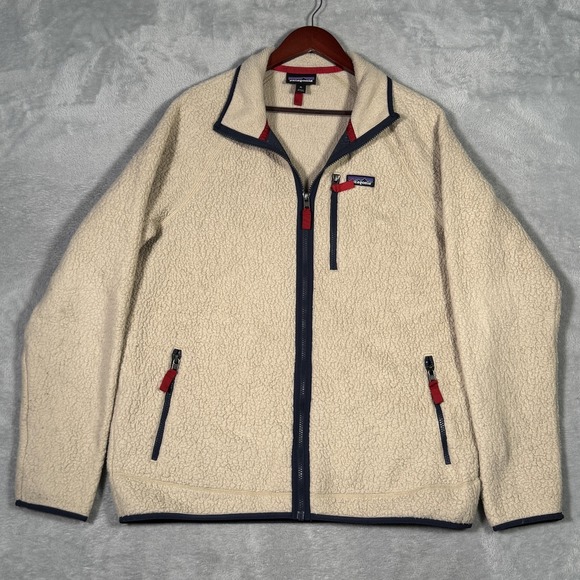 Patagonia Jacket Mens XL Beige Retro Pile Sherpa Fleece Full Zip